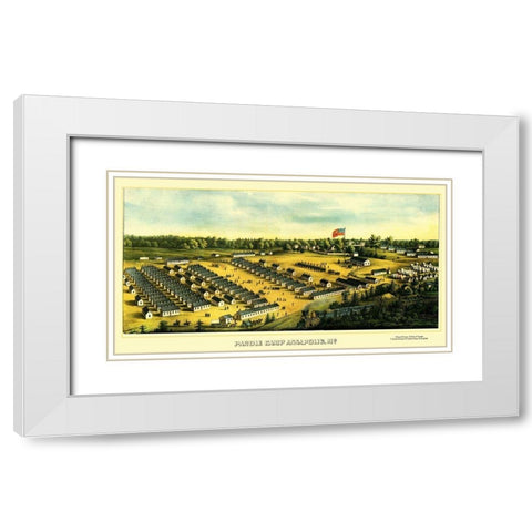 Parole Camp Annapolis Maryland - Sachse 1864 White Modern Wood Framed Art Print with Double Matting by Sachse