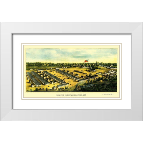Parole Camp Annapolis Maryland - Sachse 1864 White Modern Wood Framed Art Print with Double Matting by Sachse