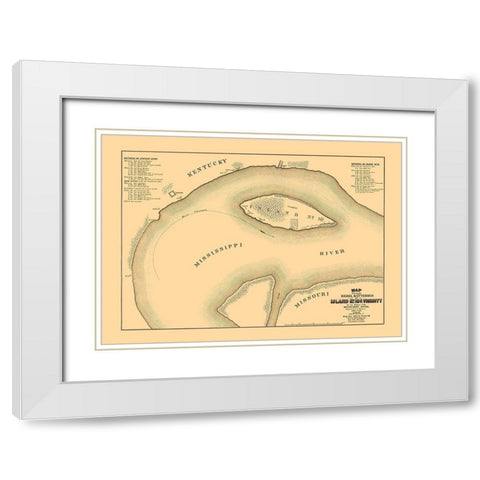 Rebel Batteries Island Number 10 and Vicinity White Modern Wood Framed Art Print with Double Matting by Cullum