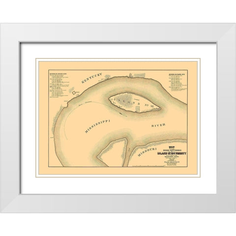 Rebel Batteries Island Number 10 and Vicinity White Modern Wood Framed Art Print with Double Matting by Cullum