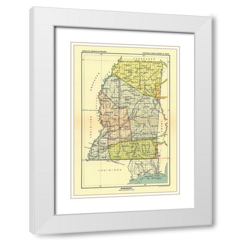 Mississippi - Hoen 1896 White Modern Wood Framed Art Print with Double Matting by Hoen
