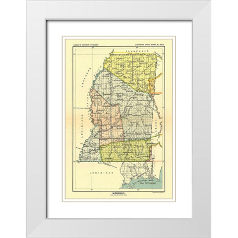Mississippi - Hoen 1896 White Modern Wood Framed Art Print with Double Matting by Hoen