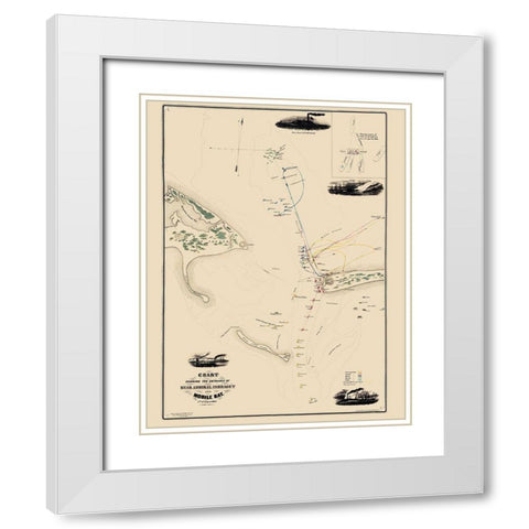 Entrance Admiral Farragut Into Mobile Bay White Modern Wood Framed Art Print with Double Matting by Weir