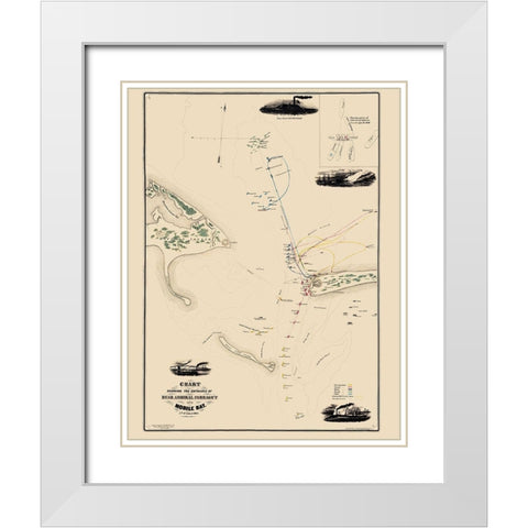 Entrance Admiral Farragut Into Mobile Bay White Modern Wood Framed Art Print with Double Matting by Weir