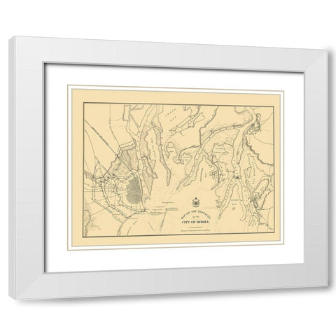Defences of City of Mobile - Bowen 1866 White Modern Wood Framed Art Print with Double Matting by Bowen