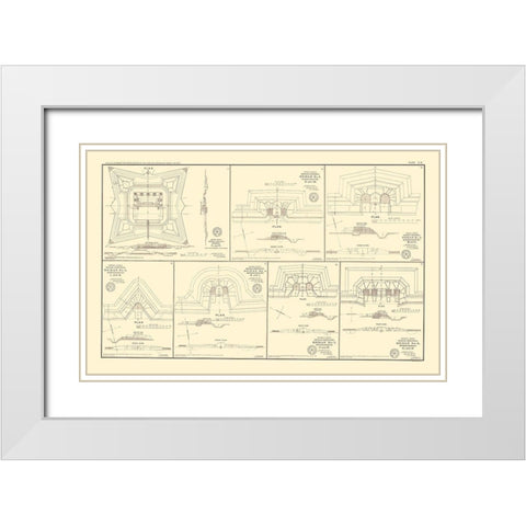 Alabama Defenses - Bien 1895 White Modern Wood Framed Art Print with Double Matting by Bien