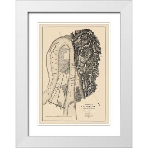 Vicksburg Approaches Rebel Defences - Bache 1863 White Modern Wood Framed Art Print with Double Matting by Bache