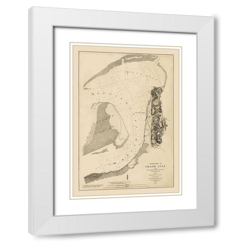 Approaches to Grand Gulf Mississippi - Bache 1864 White Modern Wood Framed Art Print with Double Matting by Bache