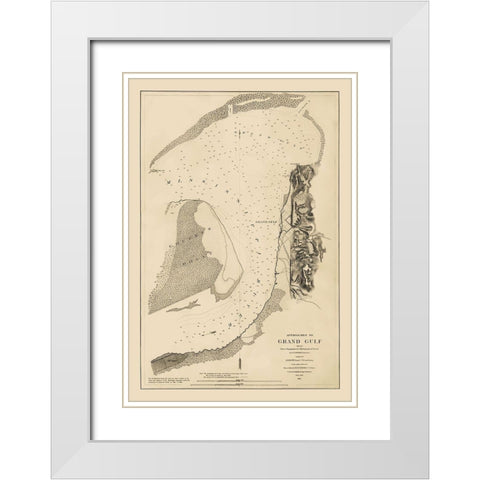 Approaches to Grand Gulf Mississippi - Bache 1864 White Modern Wood Framed Art Print with Double Matting by Bache