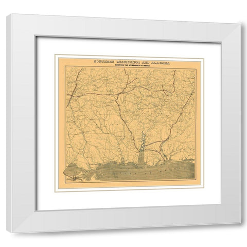 Southern Mississippi Alabama Approaches Mobile White Modern Wood Framed Art Print with Double Matting by Bache