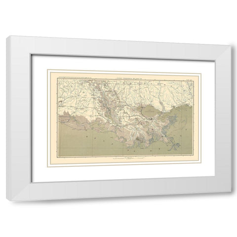 Mississippi Delta Region - Bien 1895 White Modern Wood Framed Art Print with Double Matting by Bien