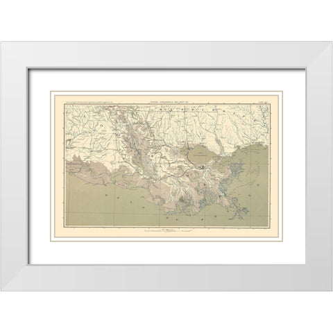 Mississippi Delta Region - Bien 1895 White Modern Wood Framed Art Print with Double Matting by Bien