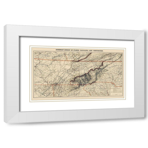 Mountain Region North Carolina Tennessee White Modern Wood Framed Art Print with Double Matting by Bache
