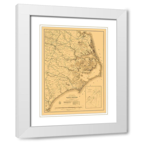 Eastern Portion North Carolina Military White Modern Wood Framed Art Print with Double Matting by Fillmore