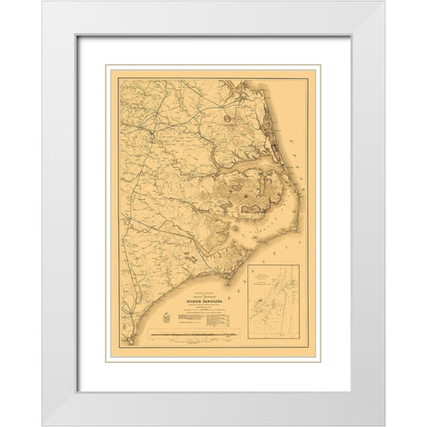 Eastern Portion North Carolina Military White Modern Wood Framed Art Print with Double Matting by Fillmore