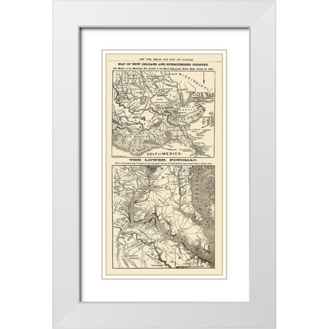 New Orleans Louisiana Lower Potomac River White Modern Wood Framed Art Print with Double Matting by Waters