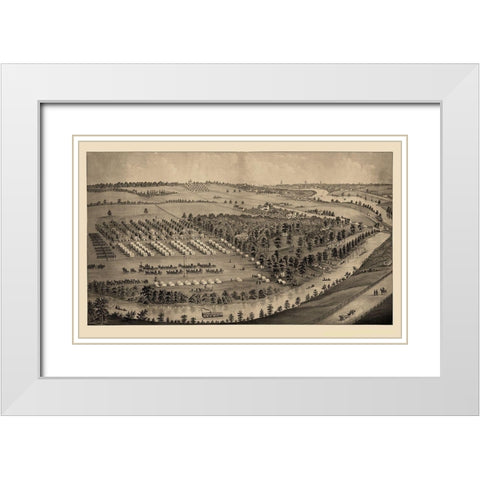 Gaylords Grove Cuyahoga Falls Ohio Army Camp White Modern Wood Framed Art Print with Double Matting by Beck