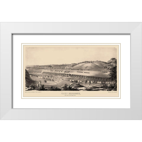 Camp Dennison Ohio - Johnson 1860s White Modern Wood Framed Art Print with Double Matting by Johnson