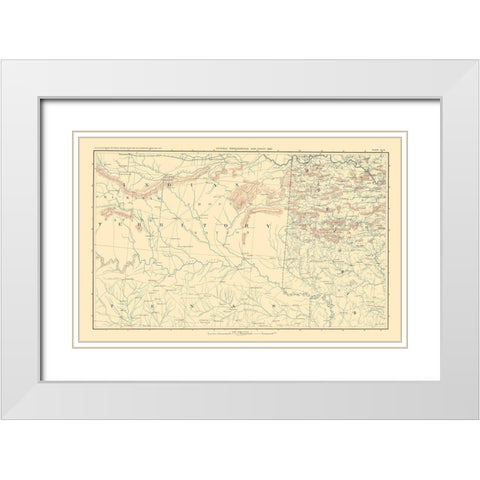 Indian Territory Arkansas Texas - Bien 1895 White Modern Wood Framed Art Print with Double Matting by Bien