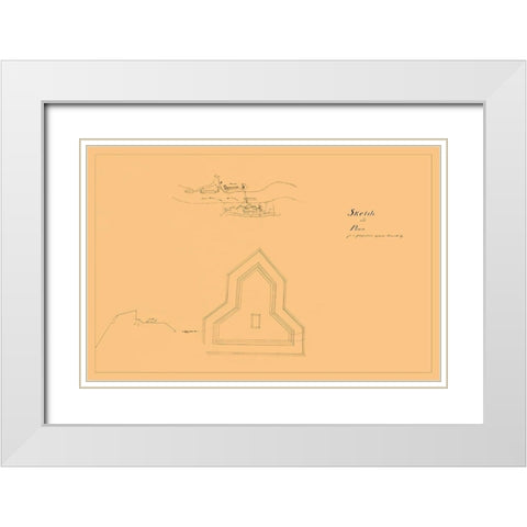 Plan of Fortification Opposite Paducah Kentucky White Modern Wood Framed Art Print with Double Matting by Unknown