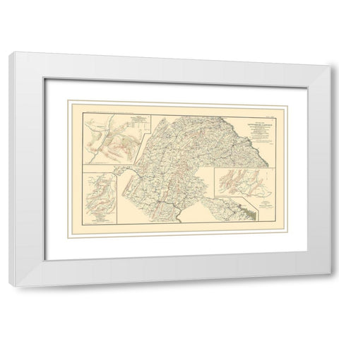 Route Battle Scout Sketches  - Hotchkiss 1895 White Modern Wood Framed Art Print with Double Matting by Hotchkiss