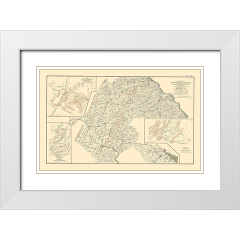 Route Battle Scout Sketches  - Hotchkiss 1895 White Modern Wood Framed Art Print with Double Matting by Hotchkiss