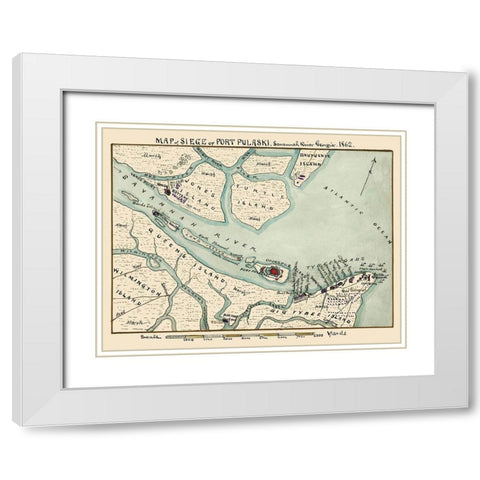 Siege Fort Pulaski Savannah River Georgia White Modern Wood Framed Art Print with Double Matting by Sneden