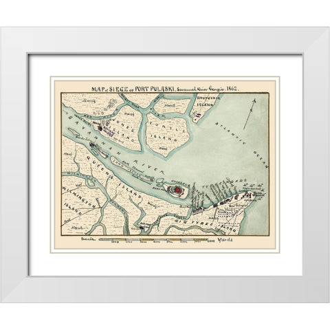 Siege Fort Pulaski Savannah River Georgia White Modern Wood Framed Art Print with Double Matting by Sneden