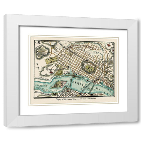 Richmond Virginia - Sneden 1863 White Modern Wood Framed Art Print with Double Matting by Sneden