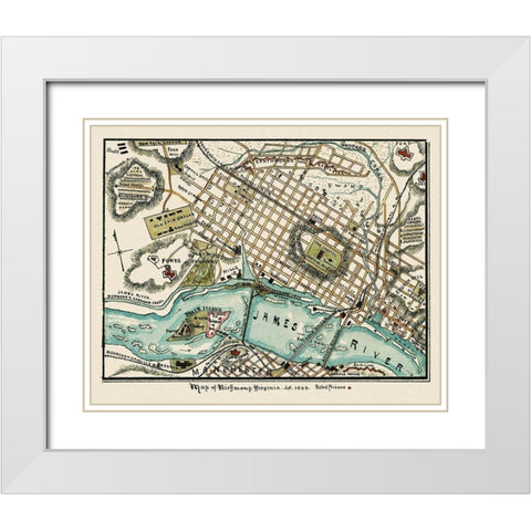 Richmond Virginia - Sneden 1863 White Modern Wood Framed Art Print with Double Matting by Sneden