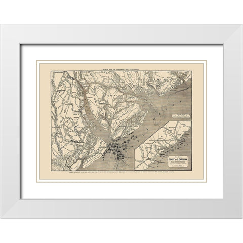 South Carolina - Colton 1860 White Modern Wood Framed Art Print with Double Matting by Colton