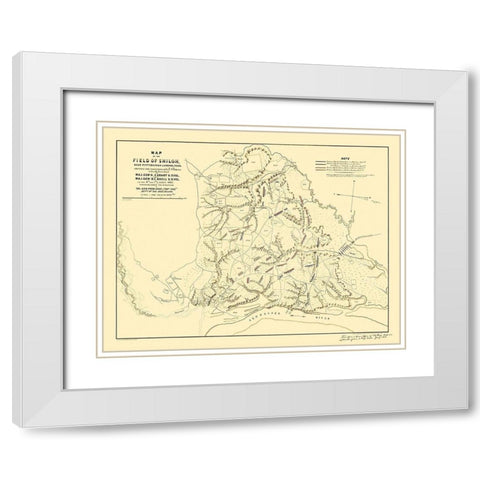 Field of Shiloh Tennessee  - Matz 1862 White Modern Wood Framed Art Print with Double Matting by Matz