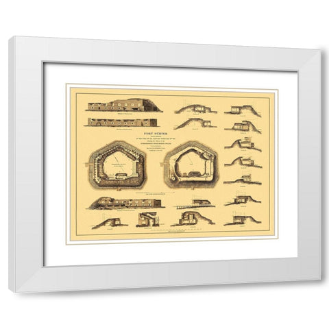 Fort Sumter at Time of Capture - Bien 1865 White Modern Wood Framed Art Print with Double Matting by Bien