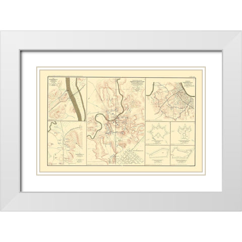 Defenses Forts Tennessee Alabama - Bien 1895 White Modern Wood Framed Art Print with Double Matting by Bien