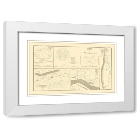Defenses Forts Nashville Memphis Tennessee White Modern Wood Framed Art Print with Double Matting by Bien