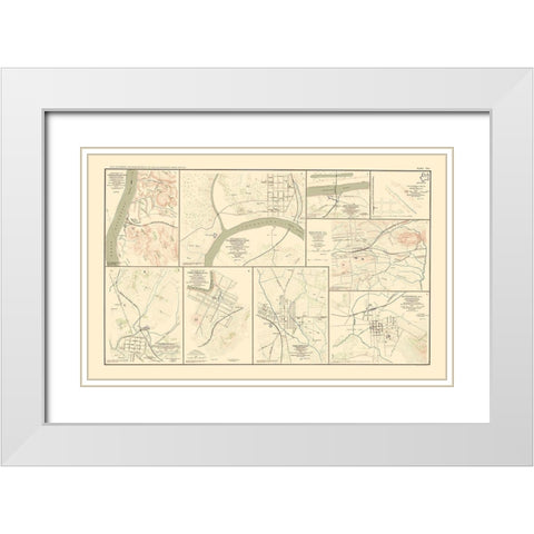 Tennessee Alabama Georgia Cities - Bien 1895 White Modern Wood Framed Art Print with Double Matting by Bien