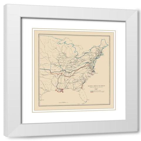 Historical Sketch of Rebellion May - Bache 1862 White Modern Wood Framed Art Print with Double Matting by Bache