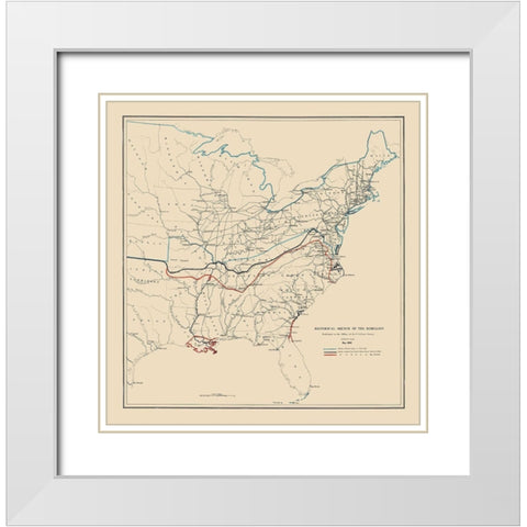 Historical Sketch of Rebellion May - Bache 1862 White Modern Wood Framed Art Print with Double Matting by Bache