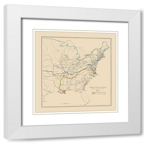 Historical Sketch of Rebellion July - Bache 1862 White Modern Wood Framed Art Print with Double Matting by Bache