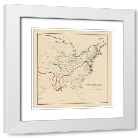 Eastern United States Rebellion - Bache 1863 White Modern Wood Framed Art Print with Double Matting by Bache