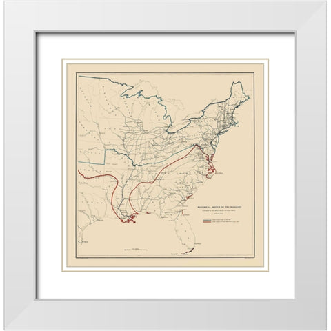 Eastern United States Rebellion - Bache 1863 White Modern Wood Framed Art Print with Double Matting by Bache