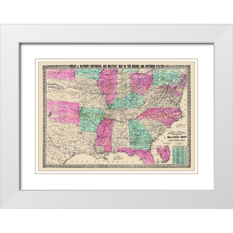 Military Border and Southern States - Phelps 1865 White Modern Wood Framed Art Print with Double Matting by Phelps
