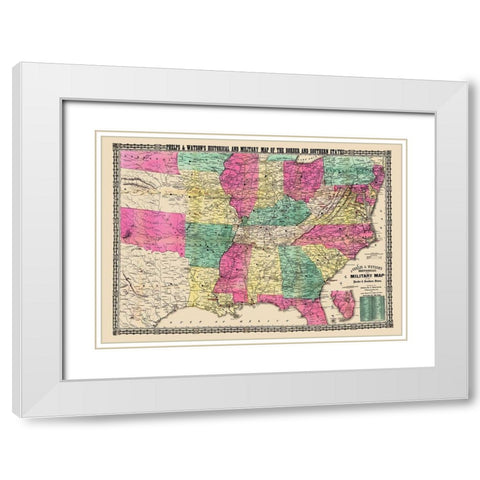 Military Border Southern States - Phelps 1863 White Modern Wood Framed Art Print with Double Matting by Phelps