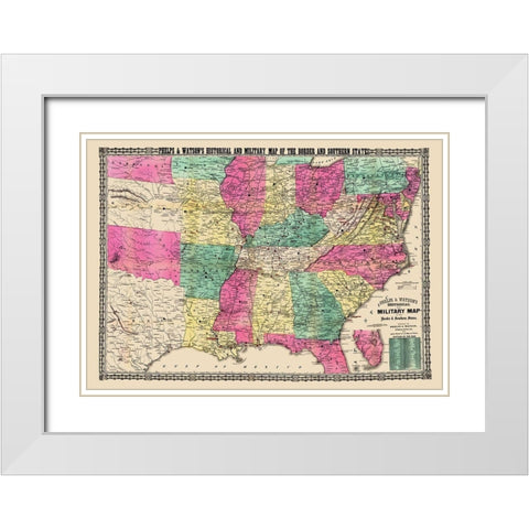Military Border Southern States - Phelps 1863 White Modern Wood Framed Art Print with Double Matting by Phelps