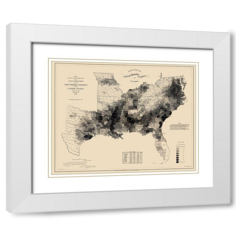 Slave Population Southern States White Modern Wood Framed Art Print with Double Matting by Hergesheimer