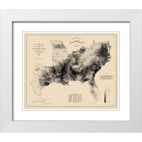 Slave Population Southern States White Modern Wood Framed Art Print with Double Matting by Hergesheimer