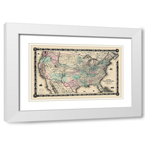 United States Military Stations Forts - Colton White Modern Wood Framed Art Print with Double Matting by Colton