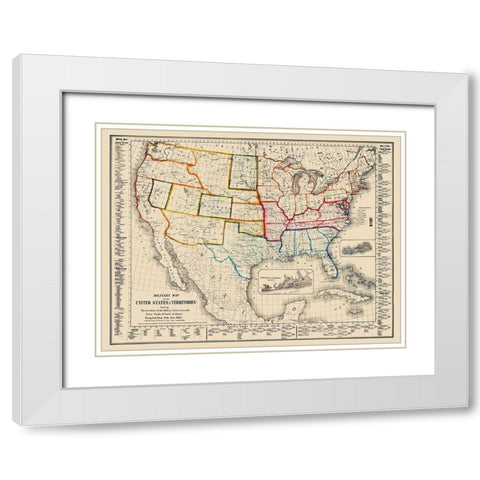 US Arsenals Military Posts Navy Yards Ports White Modern Wood Framed Art Print with Double Matting by Duval