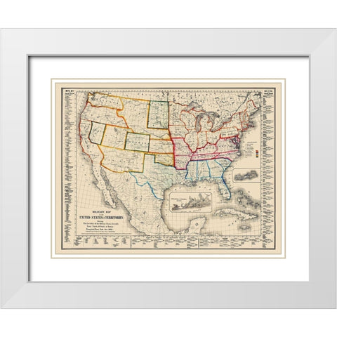 US Arsenals Military Posts Navy Yards Ports White Modern Wood Framed Art Print with Double Matting by Duval