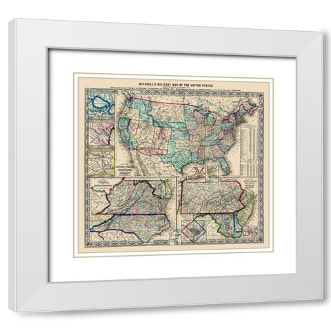 United States Military Forts - Mitchell 1861 White Modern Wood Framed Art Print with Double Matting by Mitchell